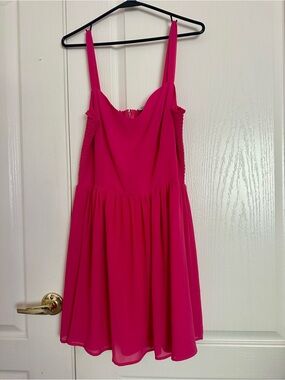 Naked Zebra Pink Chiffon Smocked Fit & Flare Dress Size L